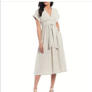 Kimberly Whitman Elliana V-Neck Striped Midi Dress